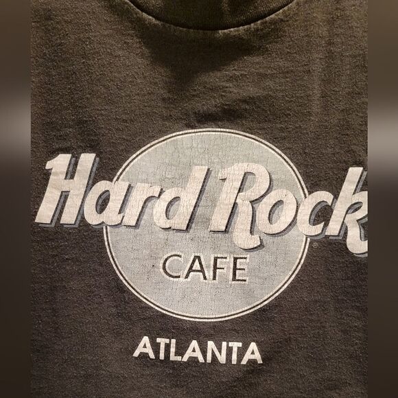 VINTAGE 90s Hard Rock Cafe Atlanta t-shirt Large Black Made in USA - Picture 2 of 4